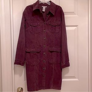 Burgundy Corduroy Shirt Dress or Long Jacket 8P